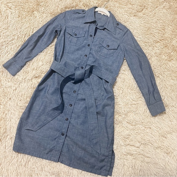 TORY BURCH Light Blue Denim Chambray Button Front Dress Size 2 - Picture 2 of 5